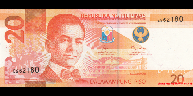 Ma Collection de billets : Philippines - p230b - 20&nbsp;Piso - 2023 - Bangko Sentral ng Pilipinas | MonnaiesDuMonde.net