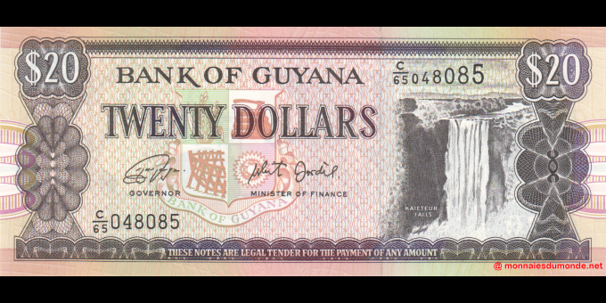 Spécimen de collection : Guyana - p30g - 20 Dollars - ND (2018) - Bank of Guyana | MonnaiesDuMonde.net