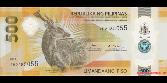 Ma Collection de billets : Philippines - pW240 - 500&nbsp;Piso - 2024 - Bangko Sentral ng Pilipinas | MonnaiesDuMonde.net