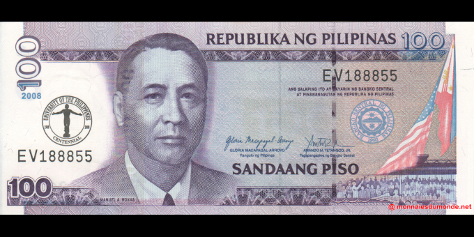 Ma Collection de billets : Philippines - p199 - 100&nbsp;Piso - 2008 - Bangko Sentral ng Pilipinas | MonnaiesDuMonde.net