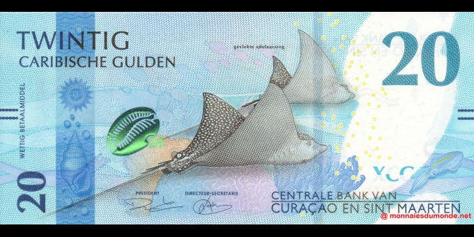 Spécimen de collection : Curaçao & Saint Martin - p02 - 20 Florins caribéens - 2025 - Centrale Bank Curaçao & Saint Martin | Mon
