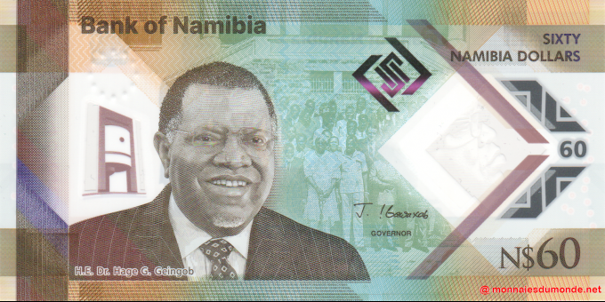 Spécimen de collection : Namibie - p19 - 60 dollars - 2025 - Bank of Namibia | MonnaiesDuMonde.net