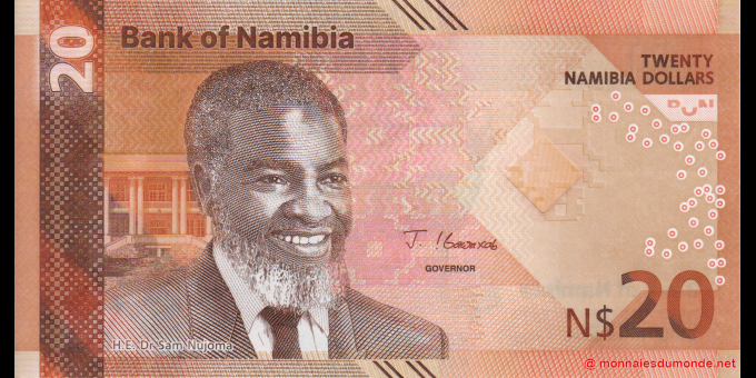 Étude du papier-monnaie : Namibie - p21 - 20 dollars - 2025 - Bank of Namibia | MonnaiesDuMonde.net