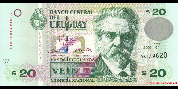 Spécimen de collection : Uruguay - p83 - 20 Pesos Uruguayos - 20.. - Banco Central del Uruguay | MonnaiesDuMonde.net