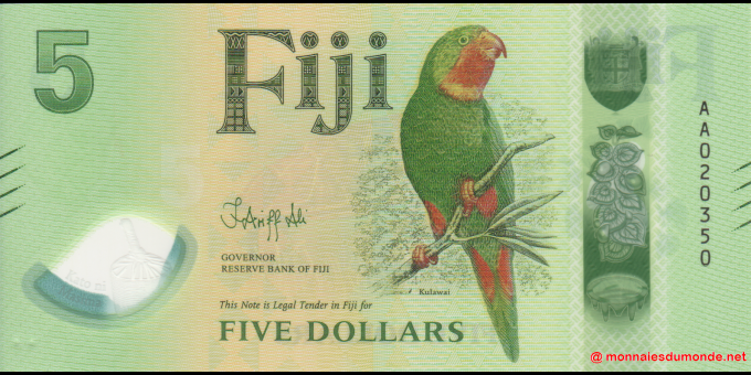 Ma Collection de billets : Fidji - p125 - 5&nbsp;Dollars - ND (2026) - Reserve Bank of Fiji | MonnaiesDuMonde.net