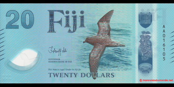 Spécimen de collection : Fidji - p127 - 20 Dollars - ND (2026) - Reserve Bank of Fiji | MonnaiesDuMonde.net