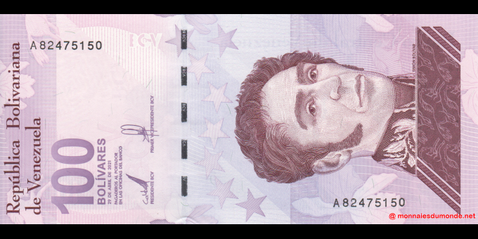 Étude du papier-monnaie : Venezuela - p119a - 100 Bolívares - 29.04.2021- Banco Central de Venezuela | MonnaiesDuMonde.net