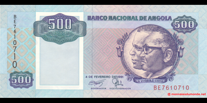 Spécimen de collection : Angola - p128b - 500 kwanzas - 04.02.1991 - Banco Nacional de Angola | MonnaiesDuMonde.net