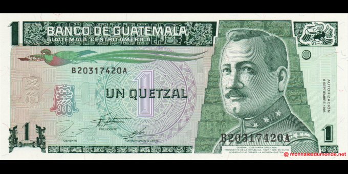 Guatemala - p087c - 1 Quetzal - 06.09.1995 - Banco de Guatemala | Visitez ma collection MonnaiesDuMonde.net