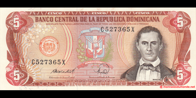 République Dominicaine - p118c4 - 5 Pesos Oro - 1988 - Banco Central de la República Dominicana