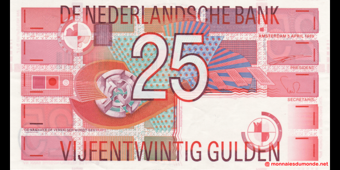 Pays-Bas - p100 - 25&nbsp;Gulden - 05.04.1989 - Nederlandsche Bank