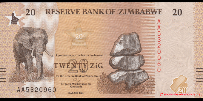 Zimbabwe - p116 - 20 ZiG - 2026 - Reserve Bank of Zimbabwe