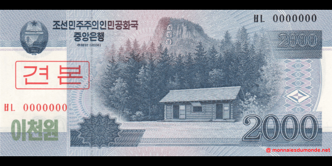Corée du Nord - p65s - 2 000 Won - 2008 (97) - Central Bank of the Democratic Peoples Republic of Korea