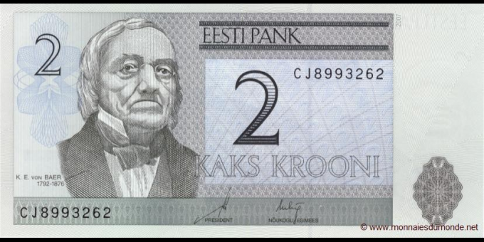 Spécimen de collection : Estonie - p85b - 2&nbsp;Krooni - 2007 - Eesti Pank | MonnaiesDuMonde.net
