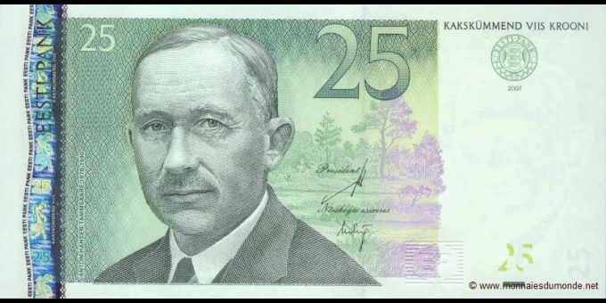 Ma Collection de billets : Estonie - p87 - 25&nbsp;Krooni - 2007 - Eesti Pank | MonnaiesDuMonde.net