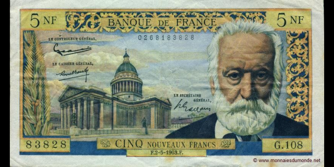 Ma Collection de billets : France - p141 - 5 Nouveaux Francs - 02.05.1963 - Banque de France | MonnaiesDuMonde.net