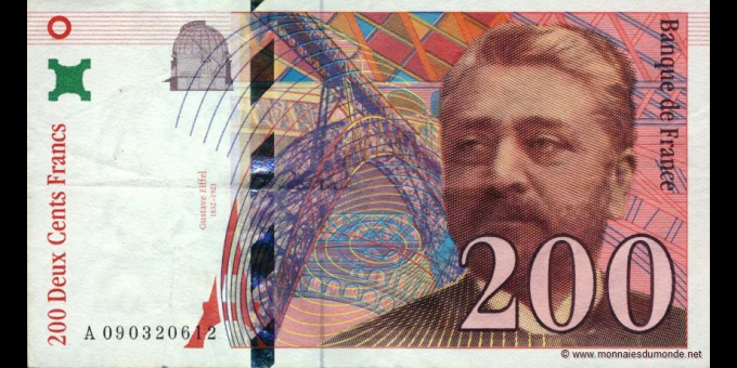 Photographie réelle : France - p159c - 200 Francs - 1999 - Banque de France | MonnaiesDuMonde.net
