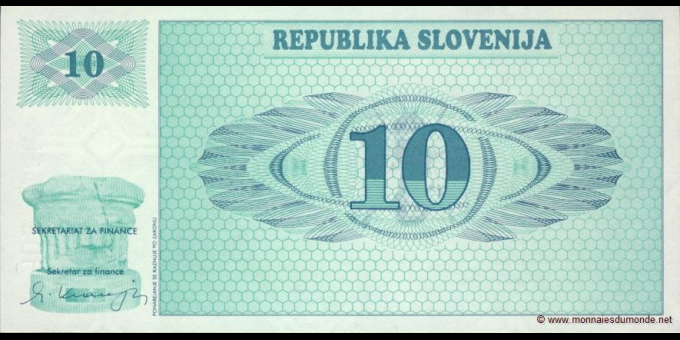 Spécimen de collection : Slovénie - p04 - 10&nbsp;tolarjev - 1990 - Republika Slovenija | MonnaiesDuMonde.net