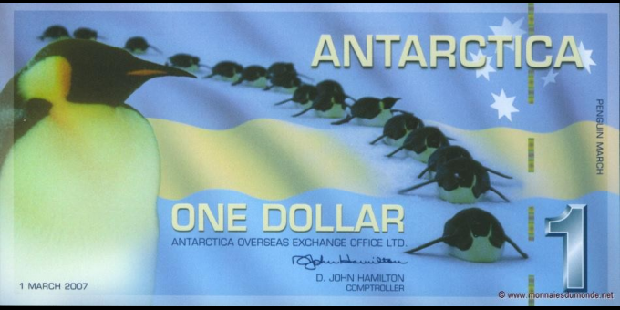 Spécimen de collection : Antarctique - pNL05 - 1&nbsp;Dollar - 01.03.2007 - Antarctica Overseas Exchange Office LTD | MonnaiesDuMon