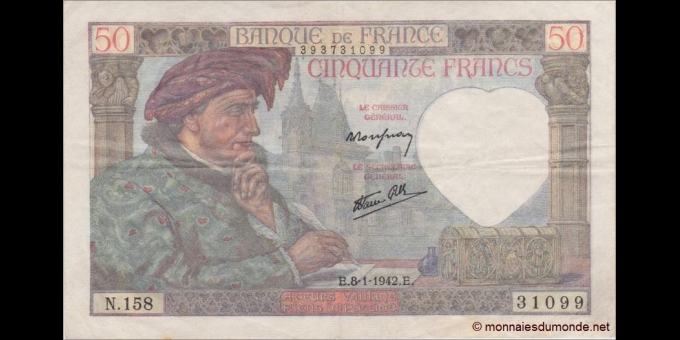 Spécimen de collection : France - p093b - 50 Francs - 8.1.1942 - Banque de France | MonnaiesDuMonde.net