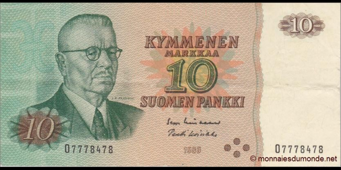 Ma Collection de billets : Finlande - p111a53 - 10&nbsp;Markka / Mark - 1980 - Suomen Pankki / Finlands Bank | MonnaiesDuMonde.net