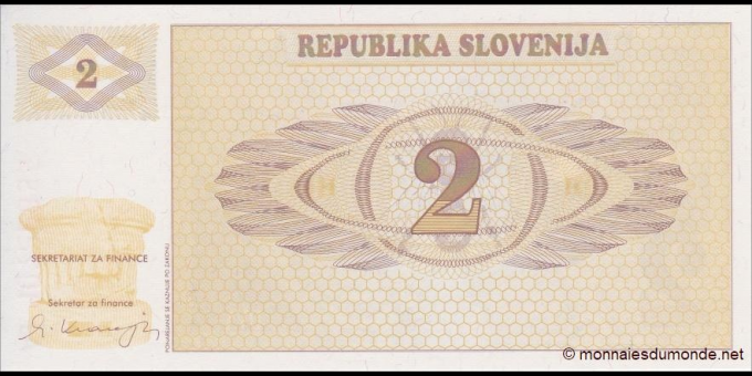 Ma Collection de billets : Slovénie - p02 - 2&nbsp;tolarjev - 1990 - Republika Slovenija | MonnaiesDuMonde.net
