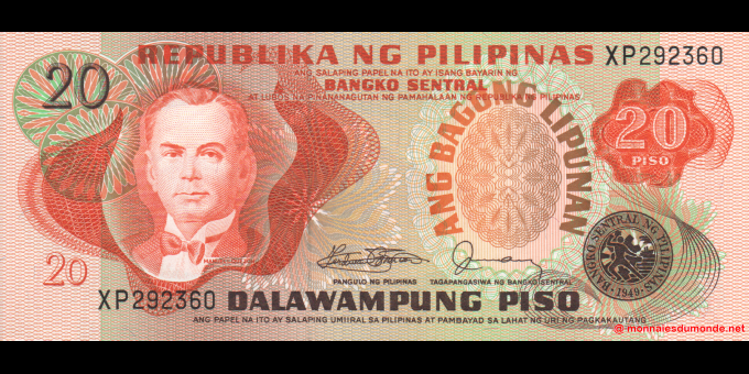 Ma Collection de billets : Philippines - p162c - 20&nbsp;Piso - ND (1978) - Bangko Sentral ng Pilipinas | MonnaiesDuMonde.net