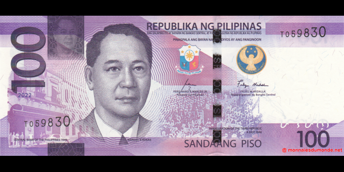Spécimen de collection : Philippines - p232a - 100&nbsp;Piso - 2022 - Bangko Sentral ng Pilipinas | MonnaiesDuMonde.net